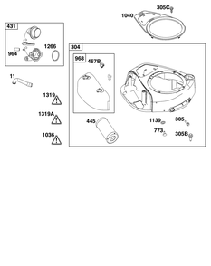 Blower Housing And Air Cleaner Group Diagram and Parts List for 31R877-0001-B5 200000 - 399999 Briggs and Stratton Engine